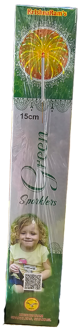 15 Cm Green Sparklers Crackers
